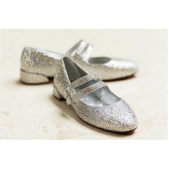 CHRISTIAN LOUBOUTIN MISS JANE STRASS CRYSTAL Flat Shoe Size EU 38.5/8.5 - Picture 15 of 16